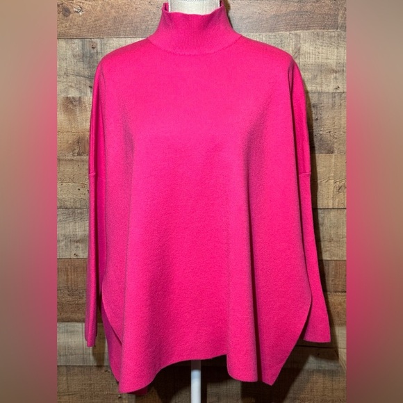entro Sweaters - Entro Hot Pink Mock Neck Side Slit Sweater Long Sleeve size S/M